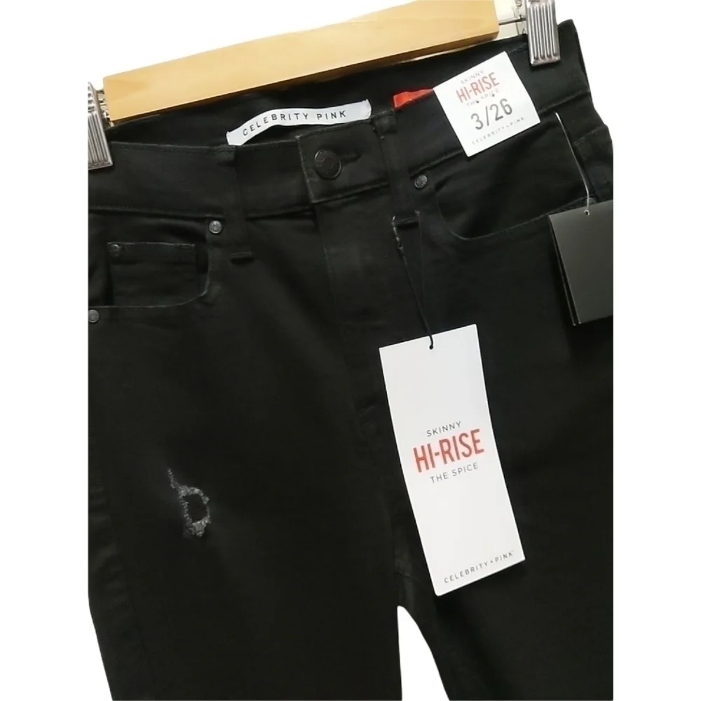 Celebrity Pink high-rise skinny The Spice distressed black jeans